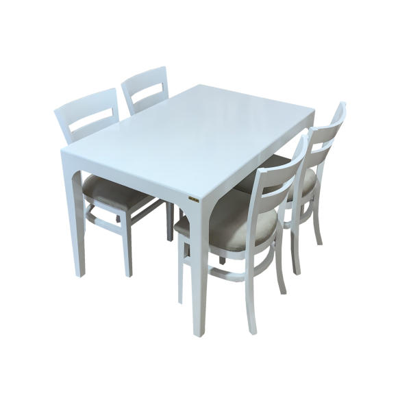 تصاویر گوشی میز و صندلی ناهار خوری کد Sm57 - سفید - مستطیل