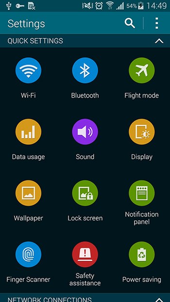 بازطراحی منوی تنظیمات تصاویر Galaxy S5 - دست دوم - کارکرده
