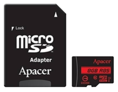 عکس كارت حافظه / Memory Card - Apacer / اپيسر 8GB-UHS-I U1 Class 10 85MBps microSDHC With Adapter