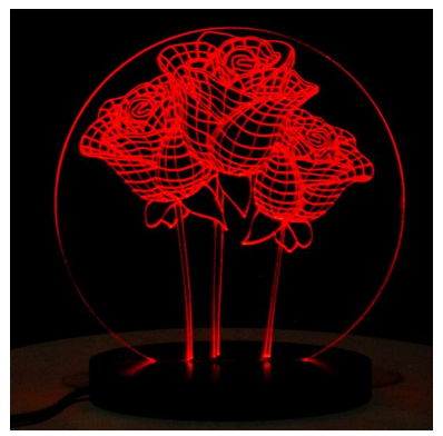 آباژور و چراغ خواب برند نامشخص-- چراغ خواب سه بعدی رومیزی سهیل طرح گل سرخ مدل گل-رنگ قرمز