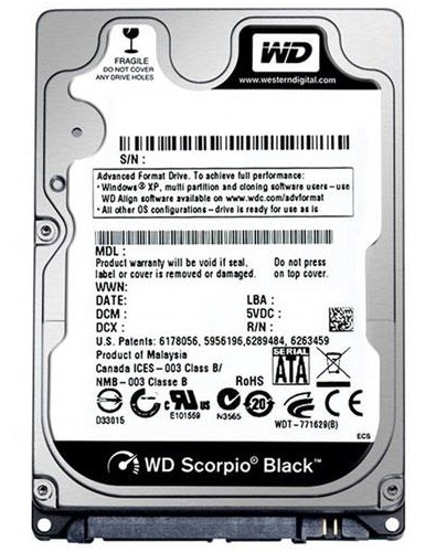 هارد ديسك لپ تاپ وسترن ديجيتال-Western Digital 750GB - black sata