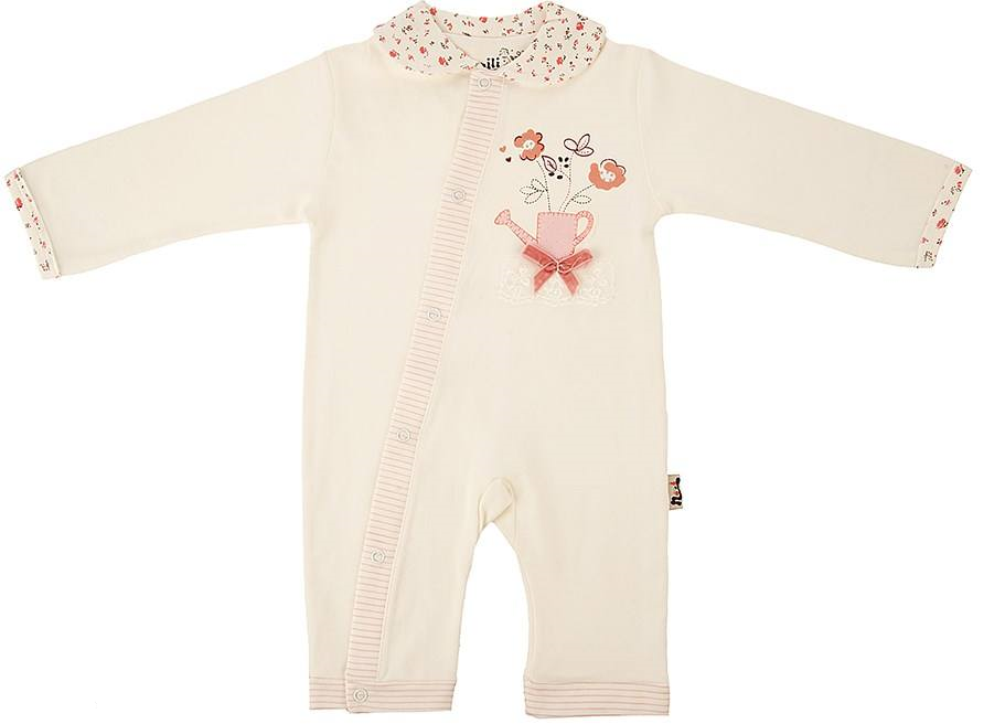 سرهمی نوزاد نیلی-Nili  لباس سرهمی مدل Strewing Flowers  رنگ روشن 6 الی 9 ماه