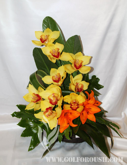 گل های طبیعی  -گل سبد گل ارکیده و لیلیوم B 200