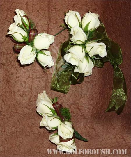 گل های طبیعی  -گل ست مچ بند عروس H 526