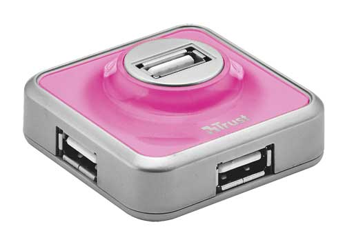 هاب یو اس بی  - USB HUB تراست-Trust 4 Port USB 2.0 Micro Hub - Pink