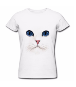 تی شرت و پولوشرت برند نامشخص-- تی شرت زنانه طرح w108 - رنگ سفید طرح گربه