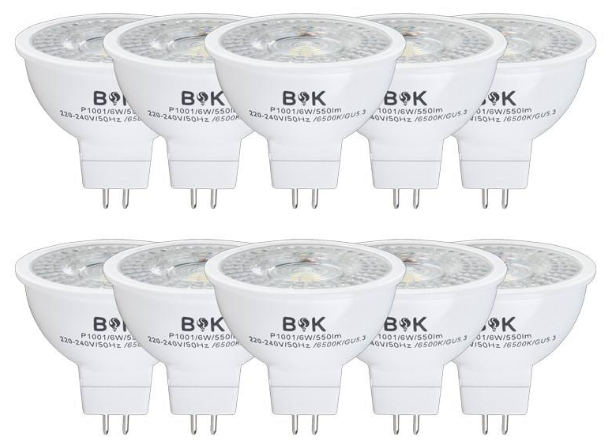 لامپ ال ای دی-LED BABAK-بابک لامپ ال ای دی 6 وات مدل هالوژن MR16 پایه GU5.3 بسته 10 عددی