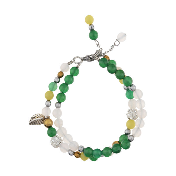 دستبند و پابند برند نامشخص-- دستبند زنانه گالری گوهر سنگ مدل GS008 - سفید سبز