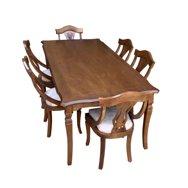 ست میز و صندلی ناهار خوری -اسپرسان چوب میز و صندلی ناهار خوری کد Sm61 - قهوه ای روشن - مستطیل