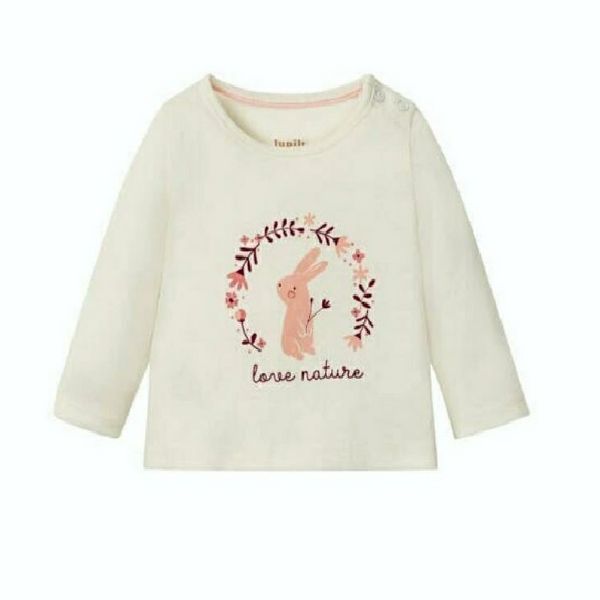 تاپ - تی شرت-پلوشرت نوزاد لوپیلو-lupilu تی شرت نوزادی مدل Y004 - شیری - طرح خرگوش
