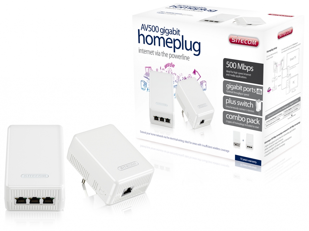 آداپتور شبکه -sitecom LN-519 - AV500 Gigabit Homeplug Plus Switch Combo Pack