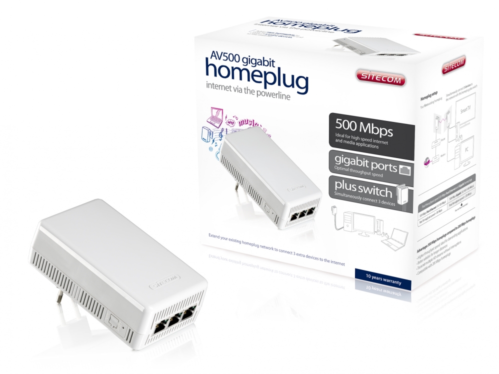 آداپتور شبکه -sitecom LN-509 - AV500 Gigabit Homeplug Plus Switch