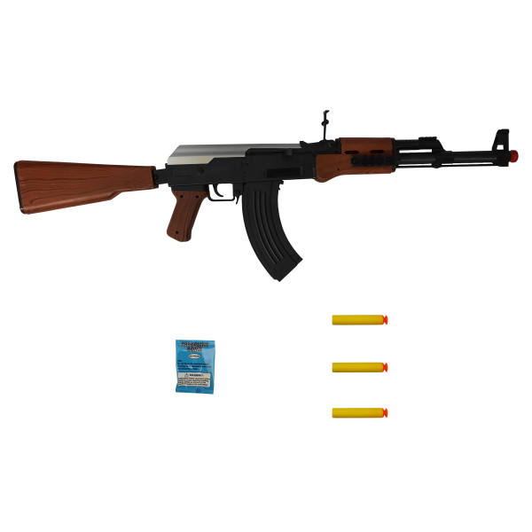 تفنگ اسباب بازی برند نامشخص-- تفنگ بازی طرح کلاشینکف مدل AK123 کد 500 مجموعه 5 عددی