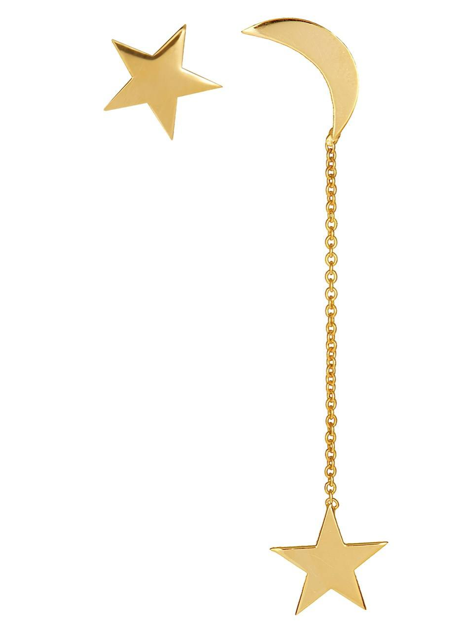 گوشواره طلا زنانه maahak-ماهک گوشواره طلا 18 عیارطرح ماه و ستاره 1عدد بخیه و یک عددسوزنیME0592