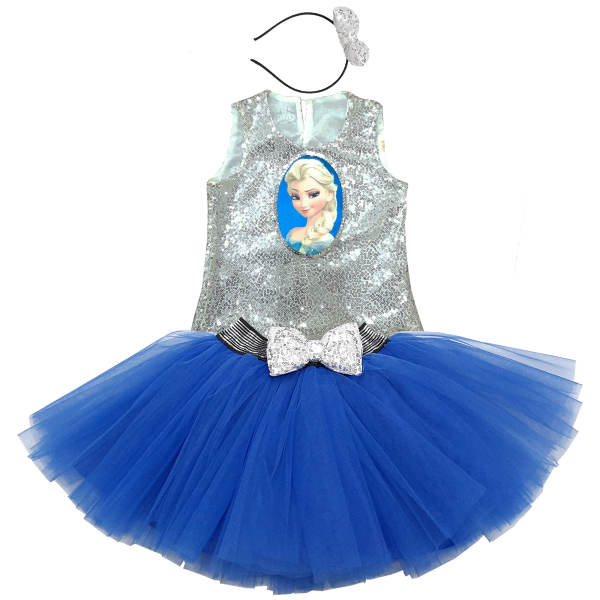 ست لباس دخترانه - بچه گانه برند نامشخص-- ست 3 تیکه لباس دخترانه کد FR-1456 - نقره ای آبی
