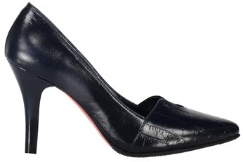 کفش زنانه مجلسی -پاتن چرم چرم پاشنه بلند زنانه - رنگ سرمه ای - کد 511-Navy 