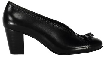 کفش زنانه مجلسی -پاتن چرم چرم پاشنه بلند زنانه - رنگ مشکی - کد 528-Black 