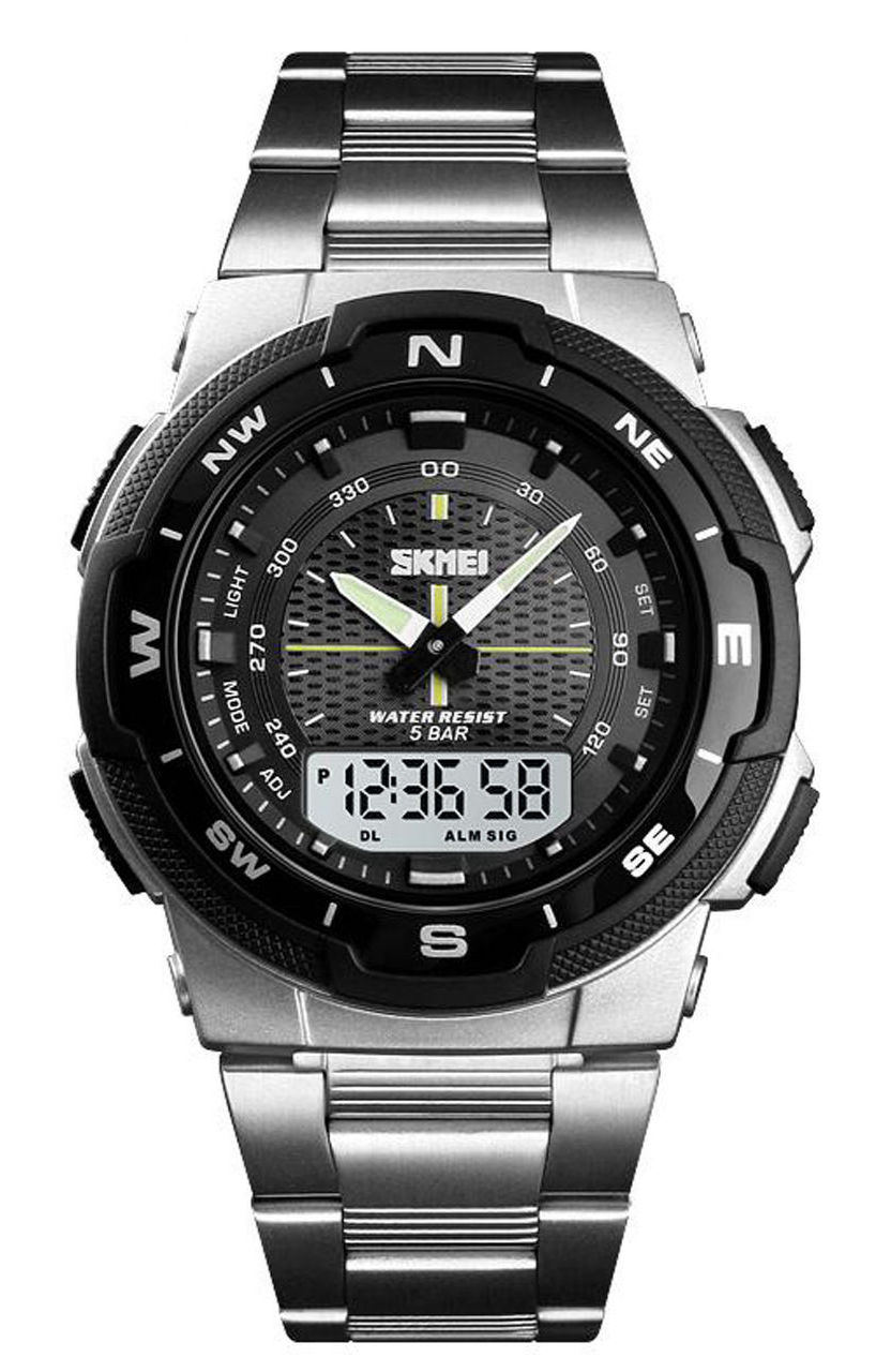 ساعت مچی مردانه اسکمی-skmei ساعت مچی عقربه ای مردانه مدل 1370S - بند فلزی سیلور با صفحه مشکی