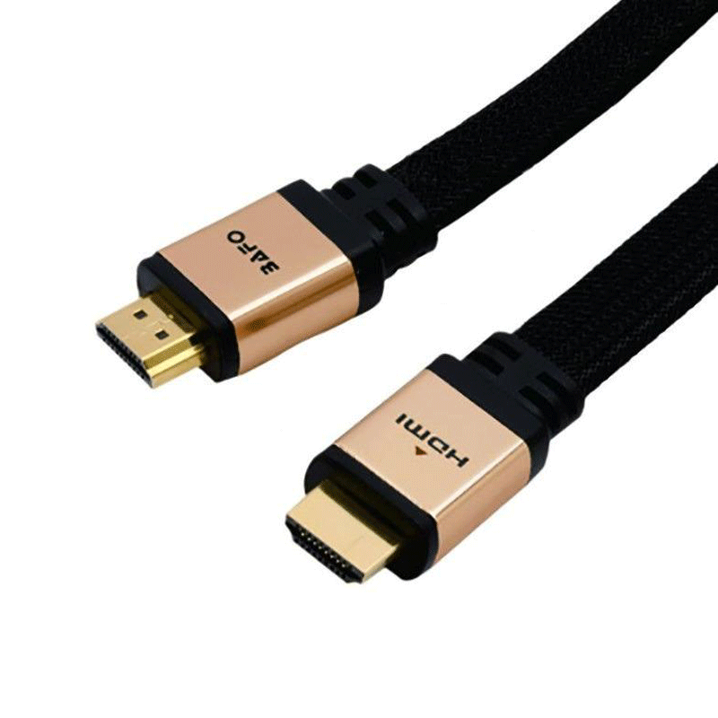 کابل -مبدل -رابط--تبدیل پورت ها برند نامشخص-- کابل HDMI تخت ورژن 2 سرپوش طلایی بافو طول 5 متر