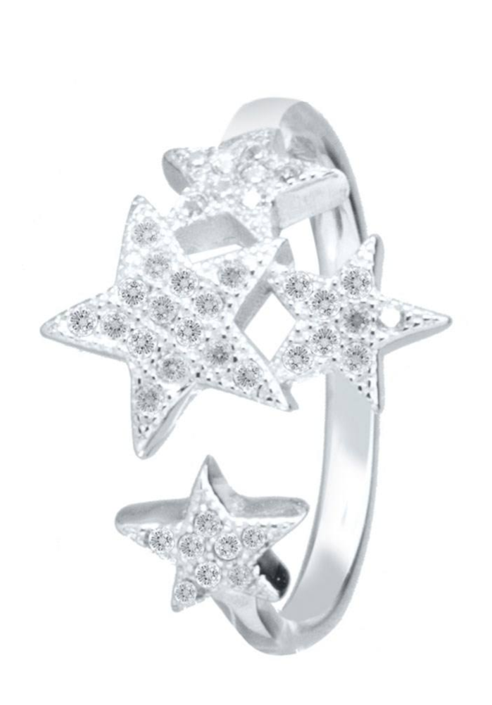 حلقه -انگشتر نقره زنانه برند نامشخص-- انگشتر نقره اقلیمه طرح ستاره با 30 عدد نگین اتمی کدAN45