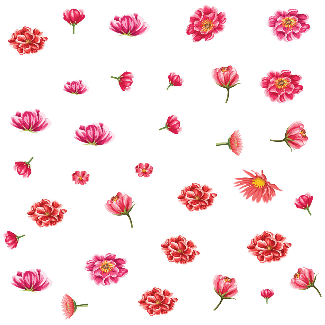 برچسب -استیکر- پوستر دیواری -صالسو آرت استیکر دیواری طرح flower pattaern4 hk گلهای بهاری صورتی
