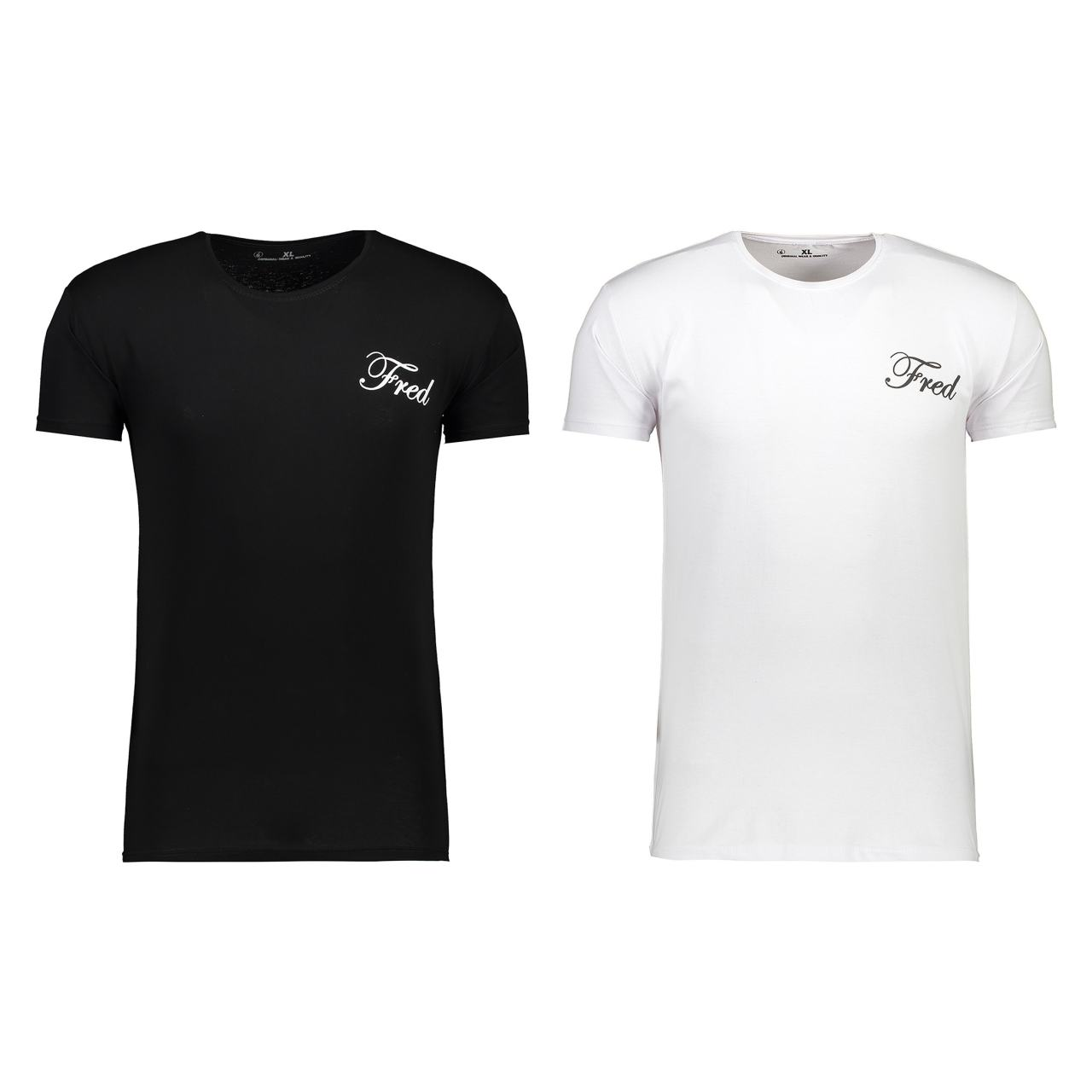 تیشرت و پولوشرت مردانه فرد-FRED تی شرت مردانه کد T.f.001 مجموعه دو عددی - سفید - مشکی - پلی استر
