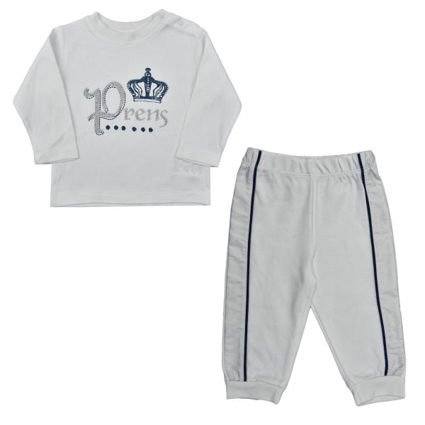 ست نوزادی برند نامشخص-- ست تی شرت و شلوار نوزادی ببتو کد K1867W-S - سفید - آستین بلند