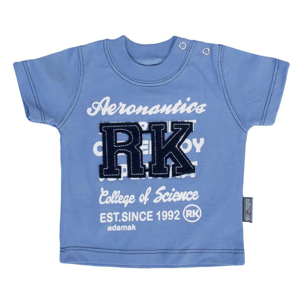 تاپ - تی شرت-پلوشرت نوزاد ADAMAK-آدمک تی شرت نوزادی پسرانه مدل 143401B - آبی سفید سرمه ای - نخ
