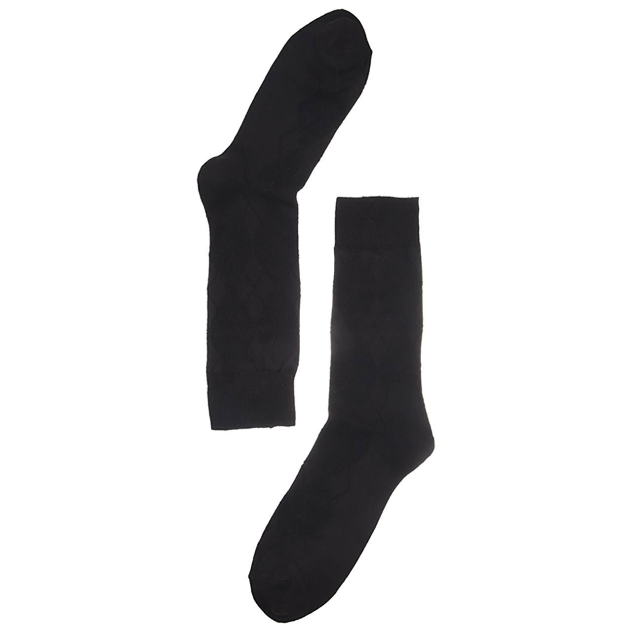 جوراب مردانه Pa-ara-پاآرا جوراب نانو 60 درصد مردانه مدل 6-209 - مشکی - ساق بلند طرح‌دار