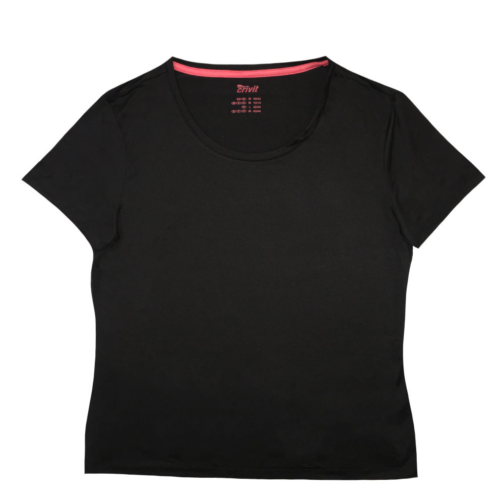 تی شرت ورزشی زنانه کرویت-Crivit تیشرت ورزشی زنانه مدل FS96242 - مشکی ساده - آستین کوتاه