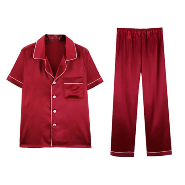 ست لباس راحتی-خانگی مردانه برند نامشخص-- ست پیراهن و شلوار مردانه تویین مدل T-830-07 - قرمز