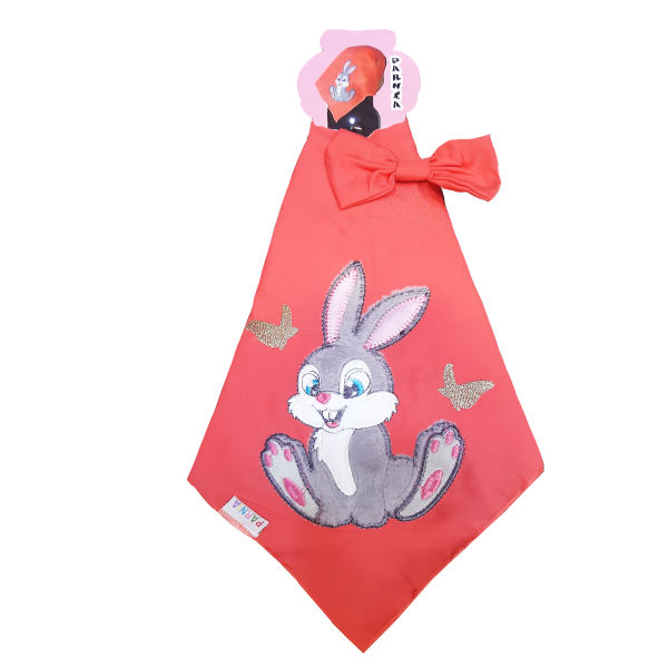 دستمال سر و گردن دخترانه برند نامشخص-- دستمال سر دخترانه پرنیا مدل 011 - گلبهی - طرح خرگوش