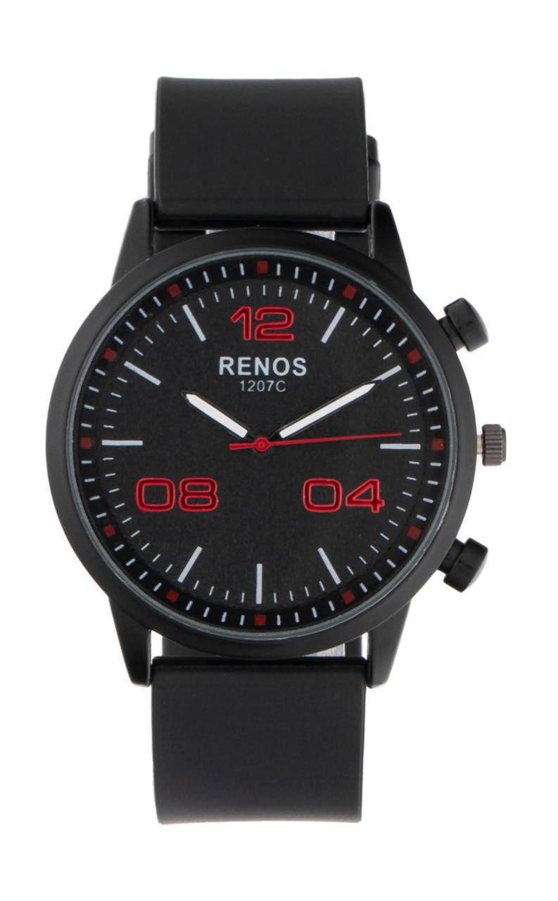 ساعت مچی مردانه برند نامشخص-- ساعت مچی عقربه ای مردانه رنوس-Renos مدل R-6572 - صفحه گرد مشکی