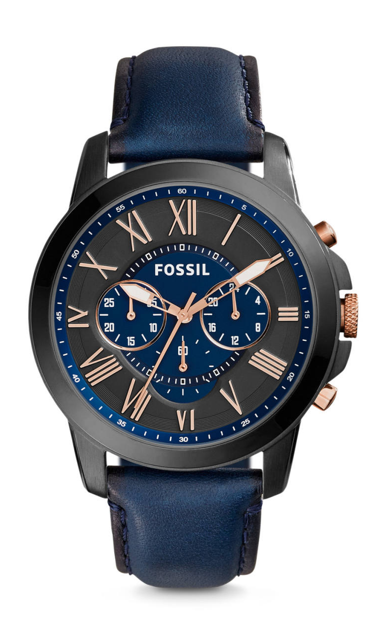 ساعت مچی مردانه فوسیل-Fossil ساعت مچی عقربه ای مردانه مدل FS5061- صفحه گرد با عقربه های رزگلد
