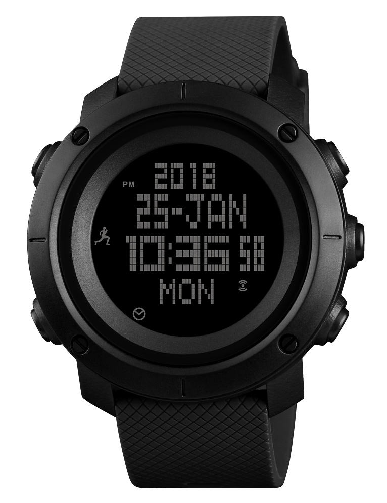 ساعت مچی اسپورت اسکمی-skmei ساعت مچی دیجیتال مدل 1430 - مشکی ساده صفحه گرد با بند پلاستیکی