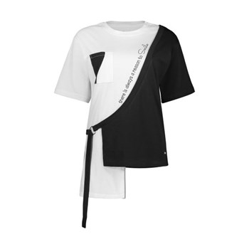 تی شرت ورزشی زنانه برند نامشخص-- تی شرت  ورزشی زنانه پانیل مدل 191BK - سفید مشکی