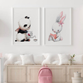  تابلو اتاق کودک سالی وود طرح خرگوش وپاندا کدT112201 مجموعه2عددی