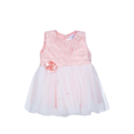 پیراهن نوزاد دخترانه مدلfi-1962-صورتی گلبهی-گل‌دار-آستین حلقه‌ای