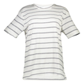  تی شرت نخی یقه گرد مردانه - سفید راه راه مشکی - آستین کوتاه