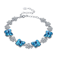  دستبند نقره زنانه کد H237B - نقره ای آبی - طرح گل و پروانه