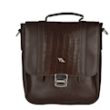  کیف دوشی مدل X0114-089 -قهوه ای سوخته - ساده و کروکو - چرم طبیعی