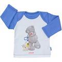  تی شرت نوزادی پسرانه طرح خرس پشمالو - سفید آبی - آستین بلند