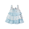  پیراهن نوزاد دخترانه نخی مدل fi-2063 - سفید آبی - راه‌راه