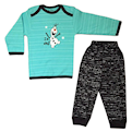  ست تی شرت و شلوار نوزادی پسرانه طرح آدمک برفی کد01 - سبزآبی مشکی