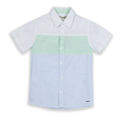  پیراهن پسرانه آستین کوتاه - سفید سبز آبی - یقه برگردان