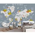  پوستر دیواری اتاق کودک طرح عجایب جهان کد pk181  - طرح نقشه جهان