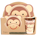  ظرف غذای 5 تکه کودک بامبو فایبر مدل میمون 1