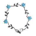  دستبند نقره زنانه کد DZ104 - نقره ای آبی - طرح گل