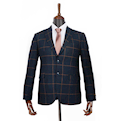  کت تک مردانه کد BrB71 - سرمه‌ای - طرح چهارخانه - پشمی