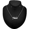 گردنبند نقره طرح اسم ندا با فونت لاتین متصل به زنجیر رنگ نقره ای